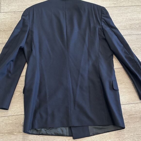 Oscar de la Renta 43L Blazer Wool Dark Navy Blue Gold Button Vintage Sport Coat - Picture 7 of 13